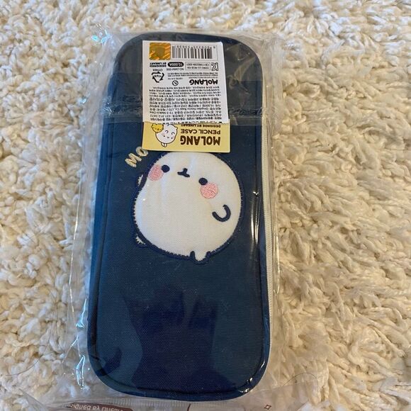 Molang Pencil Case. Dark Blue. OS. Zipper for Closure. Kidcore. Fun. Cute. Gifts - Picture 2 of 3